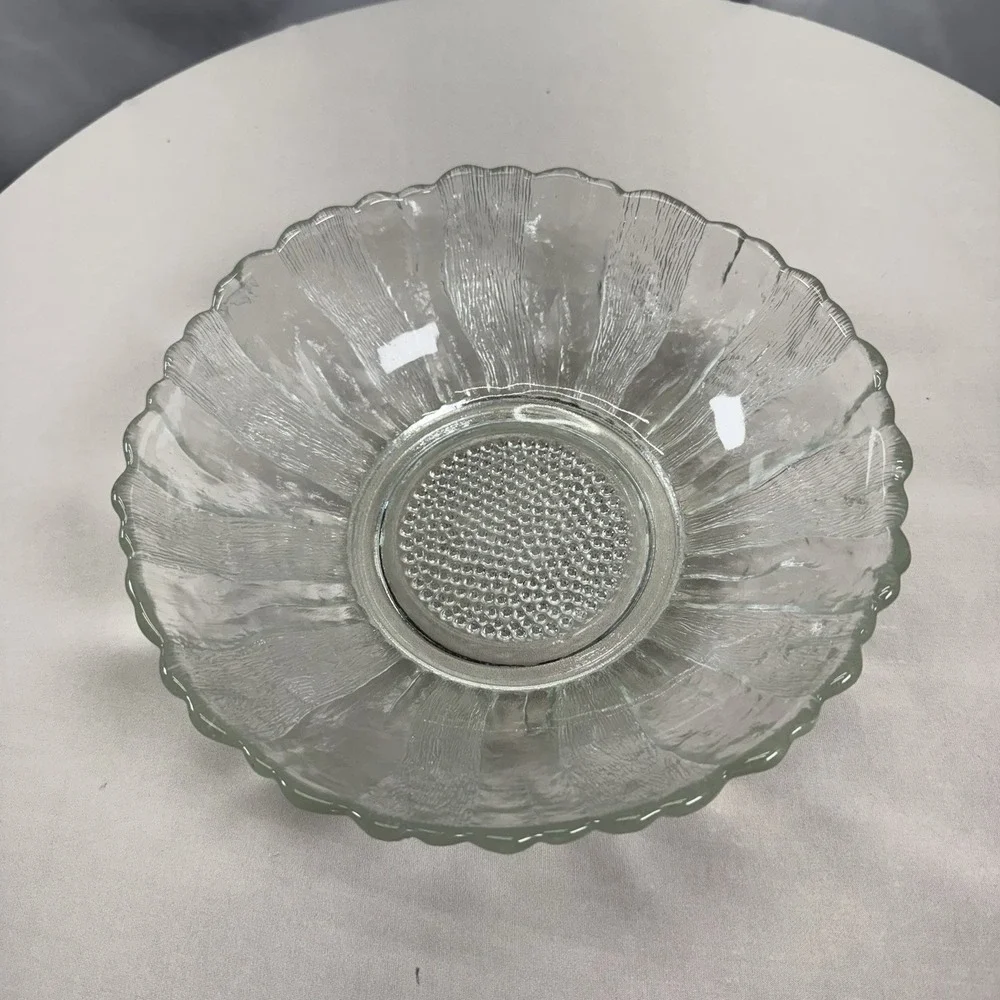 MCM Anchor Hocking Country Estate Clear Glass Sunflower‎ Dish 1960's
